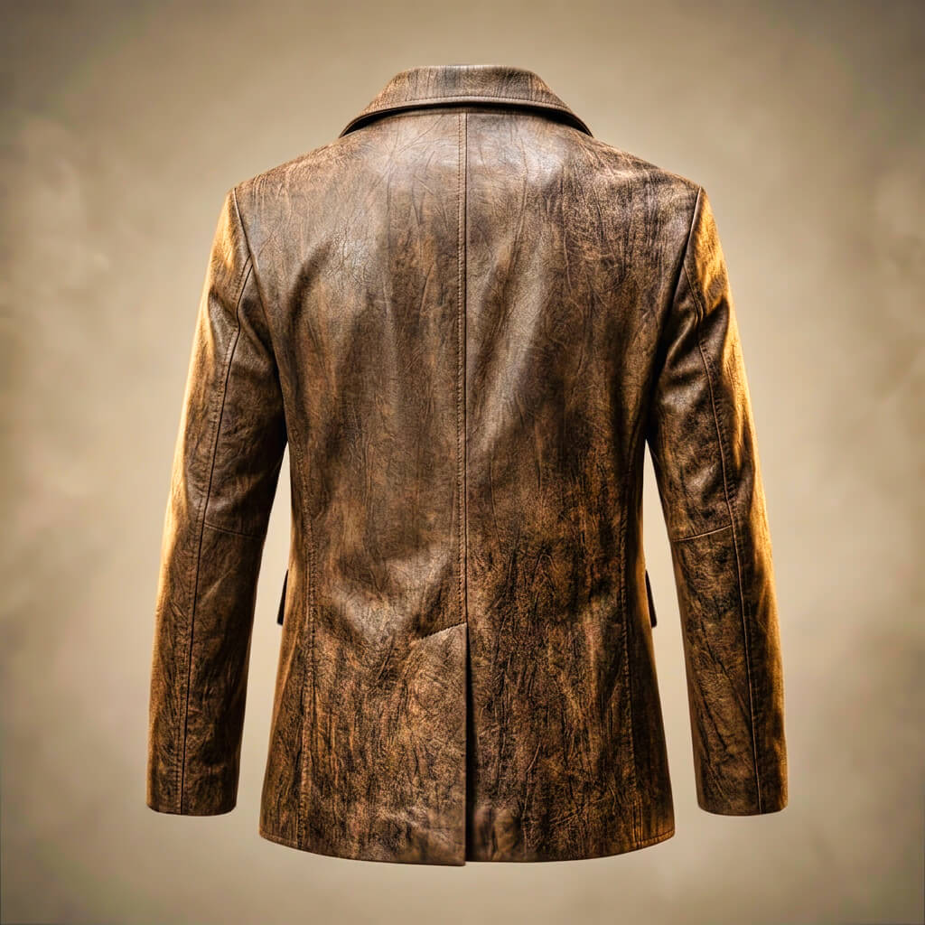 Carrollton | Blazer Homme en Cuir Vintage à Revers Boutons et Poches