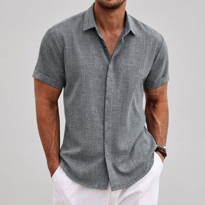Théo | Chemise Homme Lin Button Up Manches Courtes Détendue