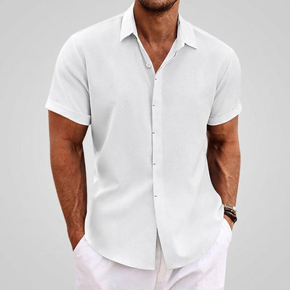 Théo | Chemise Homme Lin Button Up Manches Courtes Détendue