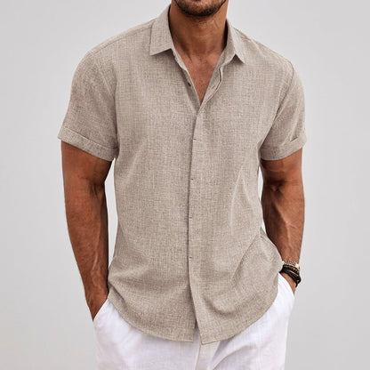 Théo | Chemise Homme Lin Button Up Manches Courtes Détendue