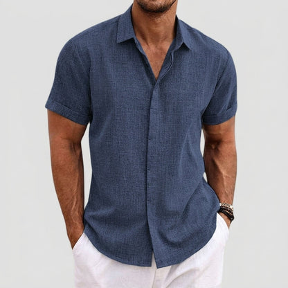Théo | Chemise Homme Lin Button Up Manches Courtes Détendue