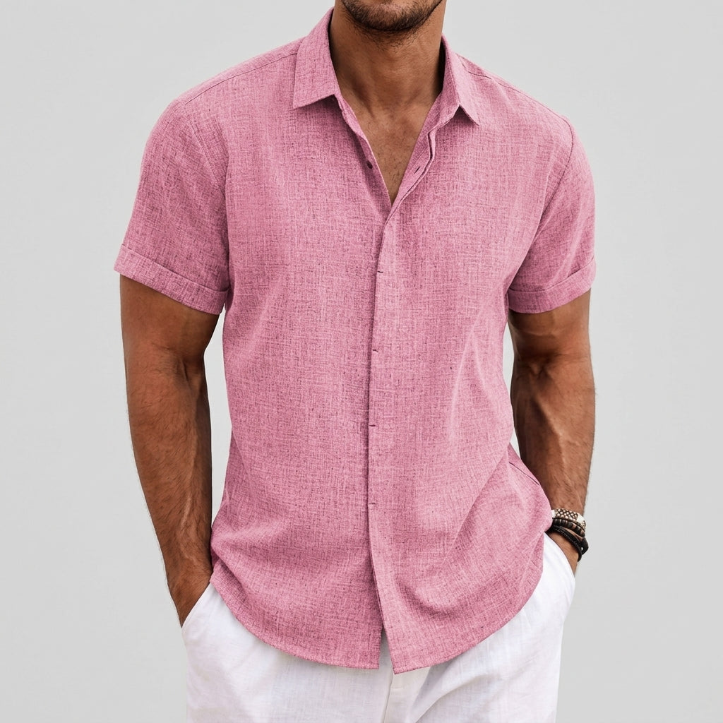Théo | Chemise Homme Lin Button Up Manches Courtes Détendue
