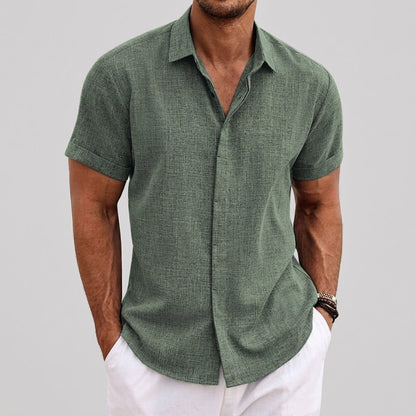 Théo | Chemise Homme Lin Button Up Manches Courtes Détendue