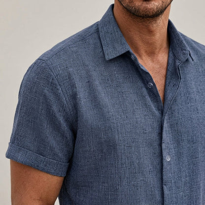 Théo | Chemise Homme Lin Button Up Manches Courtes Détendue