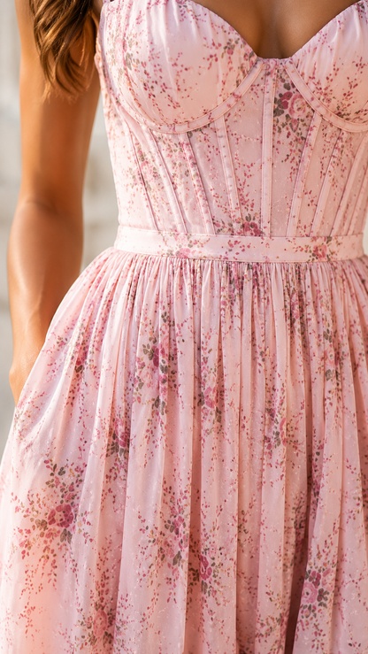 Isabella | Robe Maxi Corset Florale avec Fente Latérale