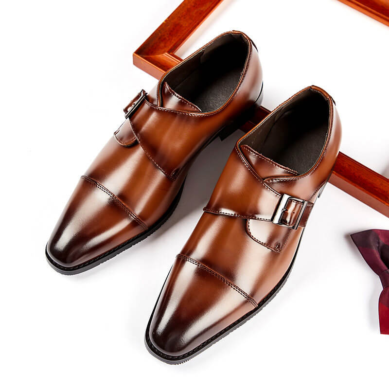 Matteo | Chaussures Homme Cuir Double Boucle Monk Bout Carré
