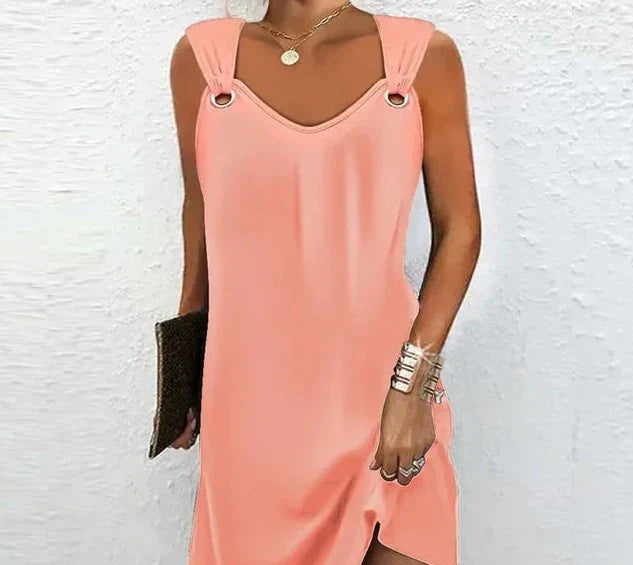 Garance | Robe Mini Imprimé Abstrait Bretelles Anneau Métal Sans Manches
