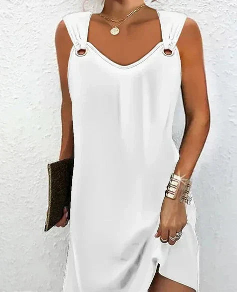 Garance | Robe Mini Imprimé Abstrait Bretelles Anneau Métal Sans Manches