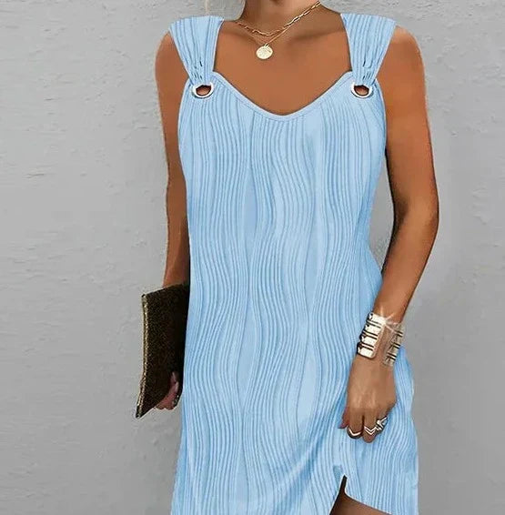 Garance | Robe Mini Imprimé Abstrait Bretelles Anneau Métal Sans Manches