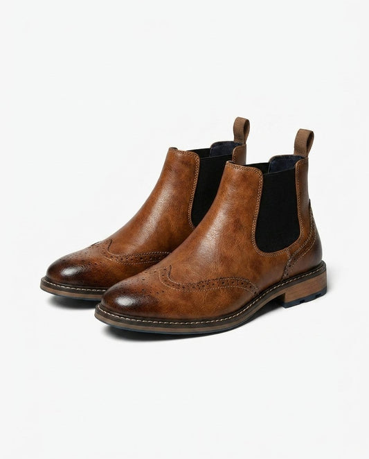 Aurélien | Bottines Chelsea Homme en Cuir Ajourées Bout Fleuri