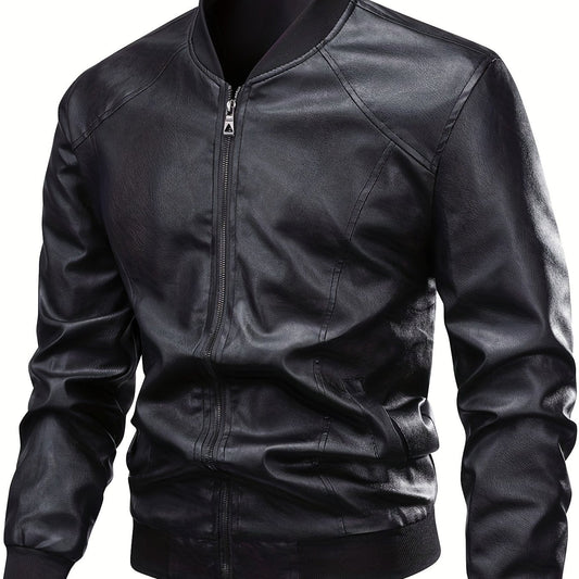 Dalton | Veste Bomber Homme en Simili Cuir Col Rond à Zip et Poches
