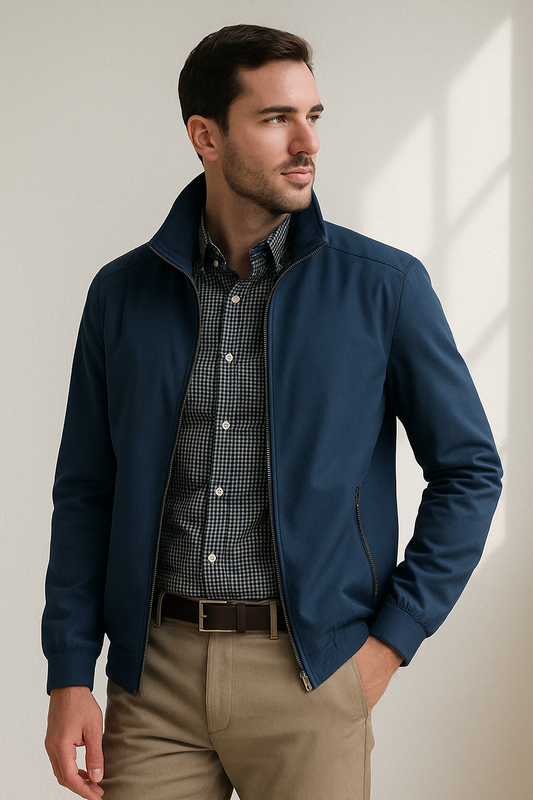 Elian | Veste Homme en Coton Légère Col Montant à Zip et Poches
