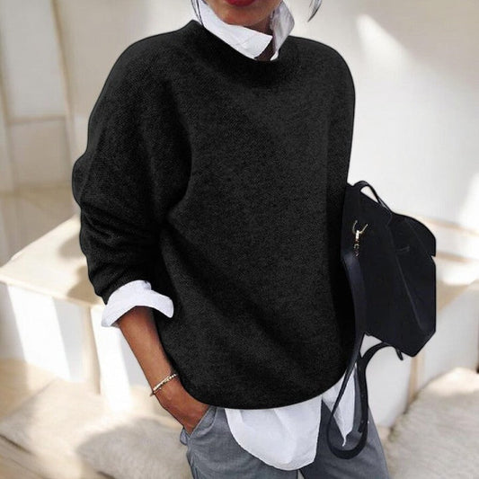 Elowen | Pull Femme en Maille Oversize Col Rond Manches Longues