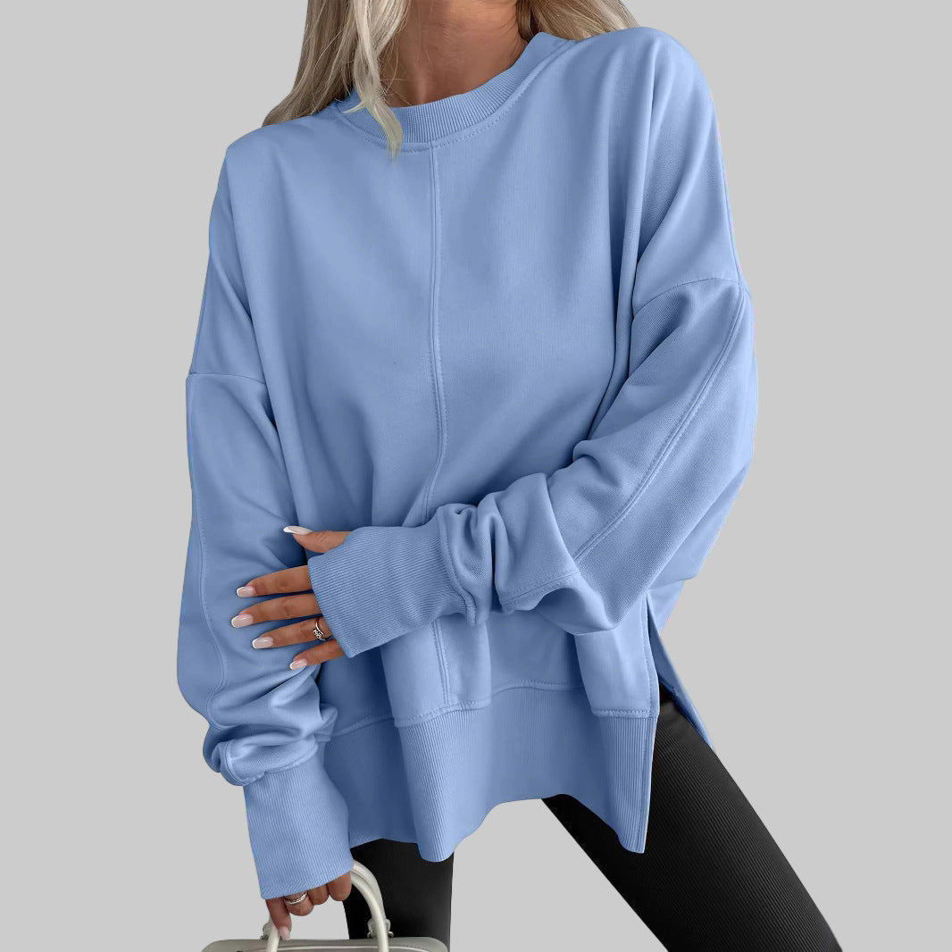 Luna | Sweat Femme Oversize Col Rond avec Fente Latérale