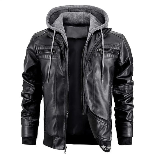 Raphaël | Veste Homme en Simili Cuir à Capuche Amovible et Zip