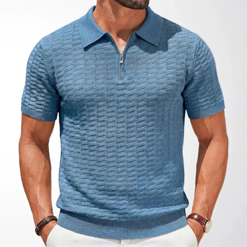 Hugo | Polo Homme Maille Tricot Zip Col Manches Courtes Texturé