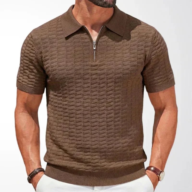 Hugo | Polo Homme Maille Tricot Zip Col Manches Courtes Texturé