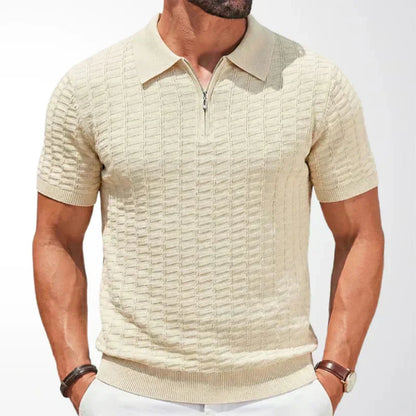 Hugo | Polo Homme Maille Tricot Zip Col Manches Courtes Texturé