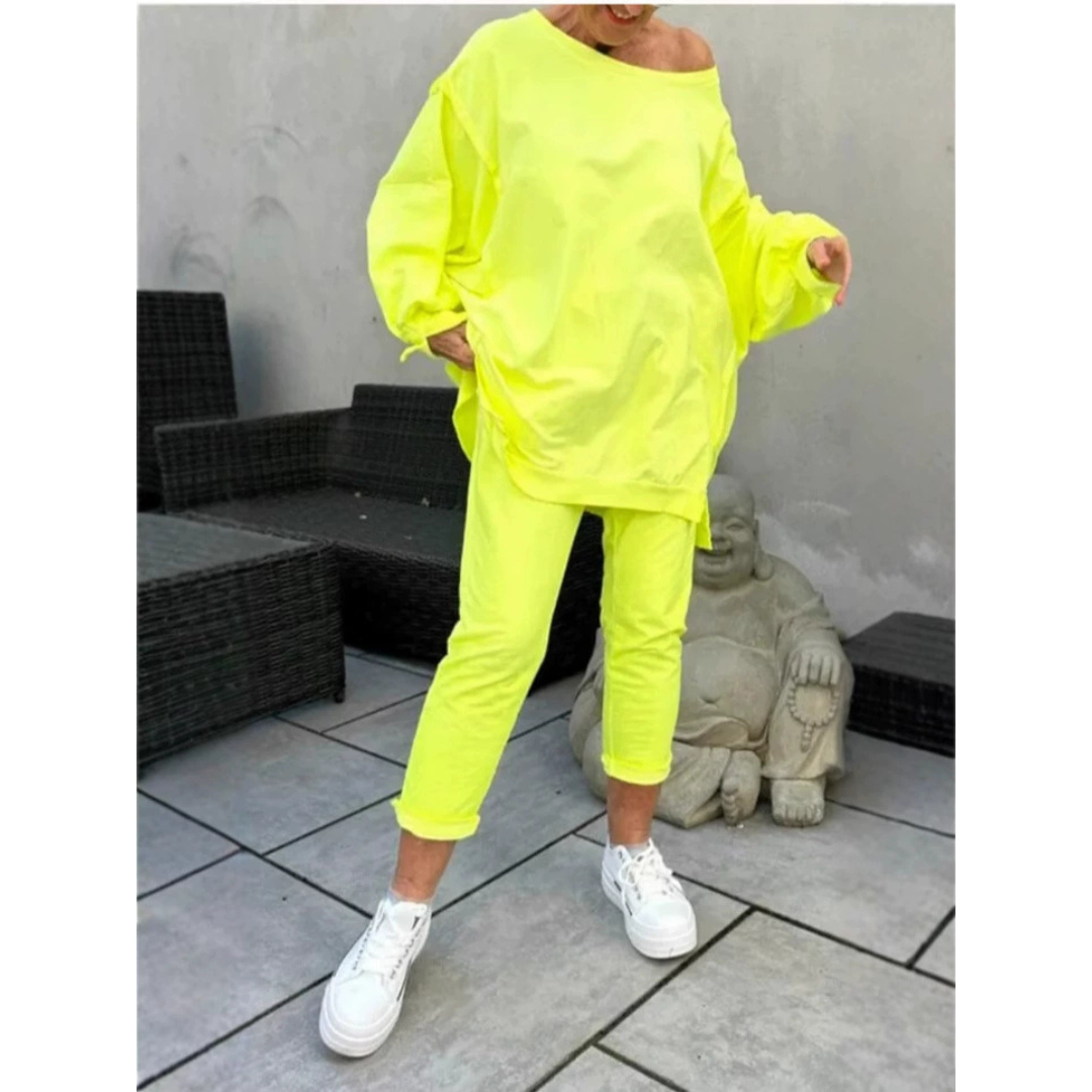 Solène | Ensemble Femme Oversize Top Col Rond et Pantalon Fuselé