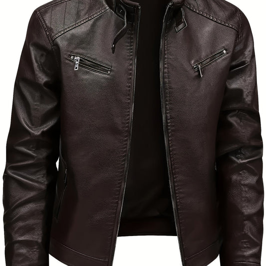 Tobias | Veste Biker Homme en Simili Cuir Col Officier à Zip