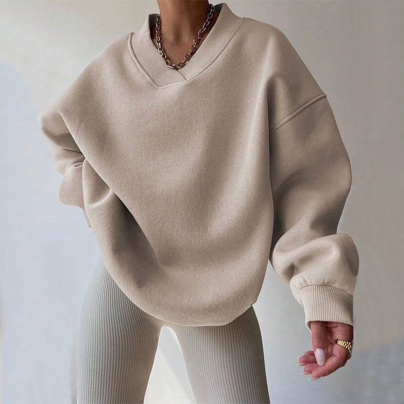 Valery | Sweat Femme Oversize Polaire Col V Manches Ballon