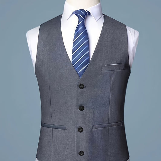 Victor | Gilet de Costume Homme Coupe Slim Col V à Boutons et Poches