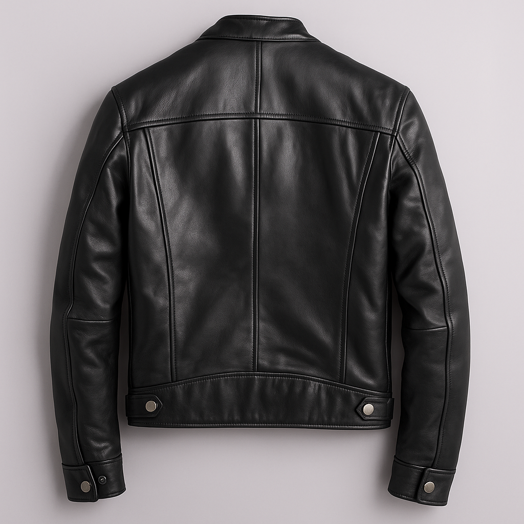 Victor | Veste Homme en Cuir Col Officier à Zip et Poches